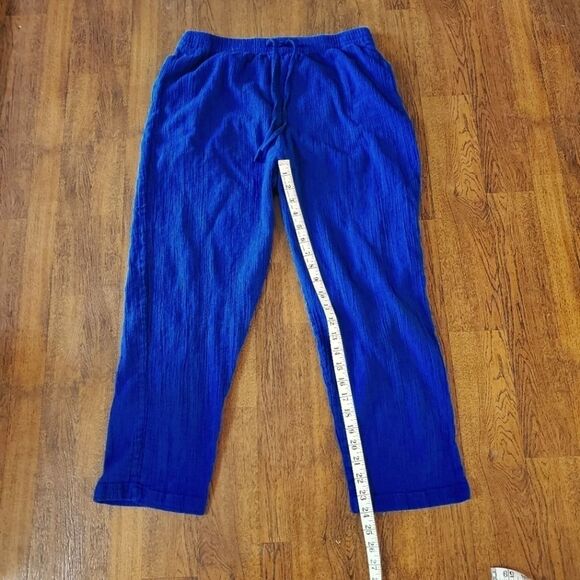 Resorts Plus Womens Sz Large True Blue Crepe Pants Drawstring - Picture 4 of 9